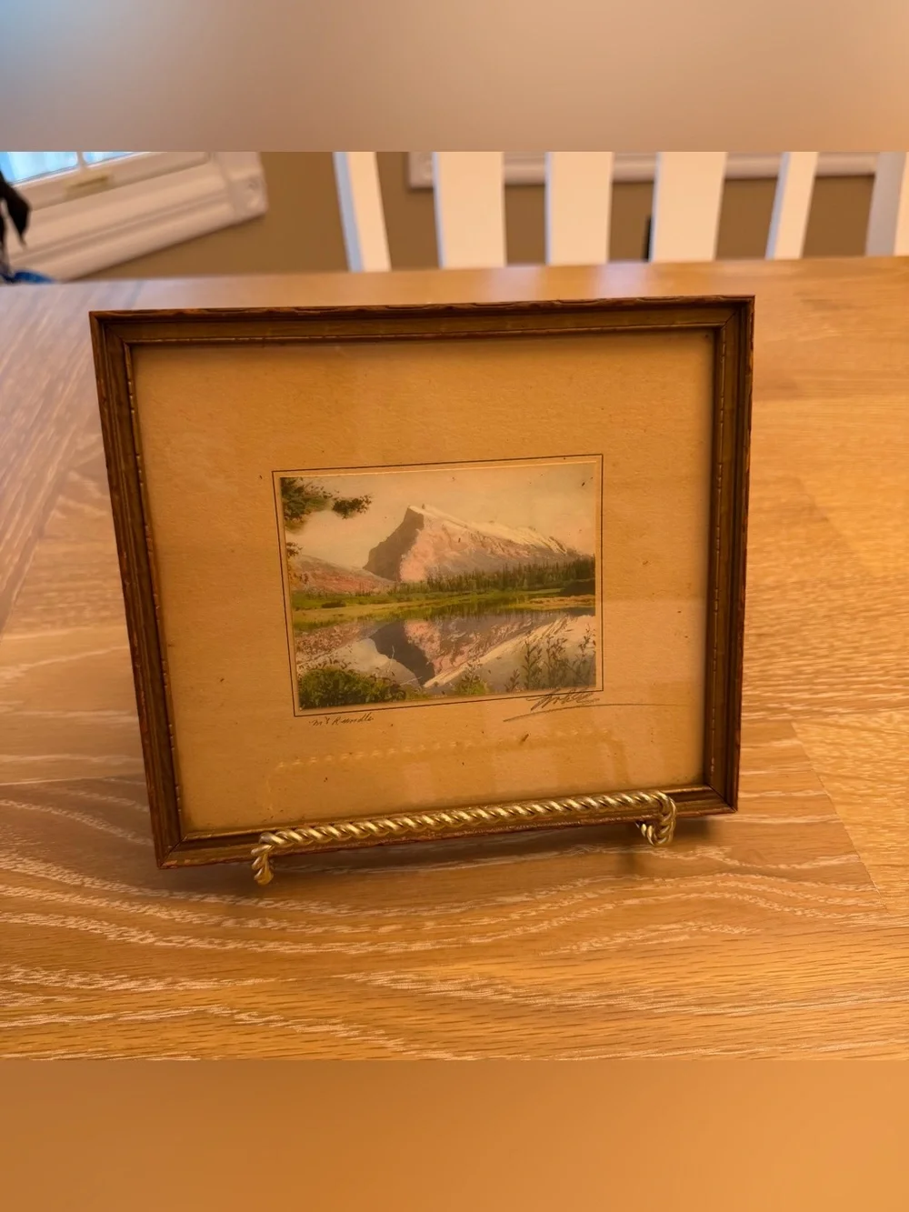 Classic Brown Framed Mountain Print Original Art Small Gallery Wall